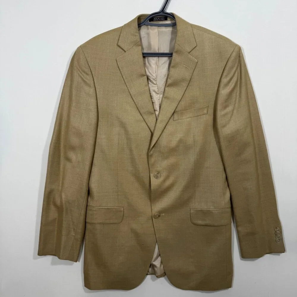 Black Brown 1826 Men's Blazer Tan Silk Wool Linen 40L Never Worn Quiet Luxury